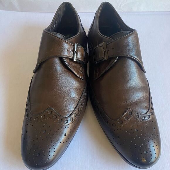 CERTO Men’s Single Monk Strap Wing Tip Leather Shoes Size 42 / 9.5 US - Picture 3 of 15